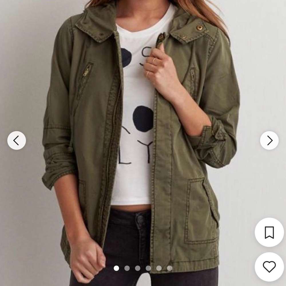 American Eagle Olive Green Hooded Jacket